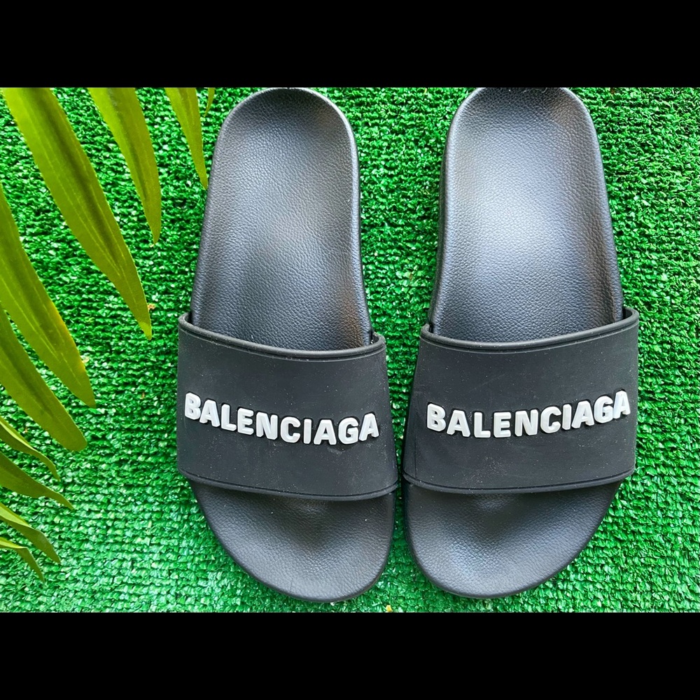Balenciaga Logo Pool Slides Size 7